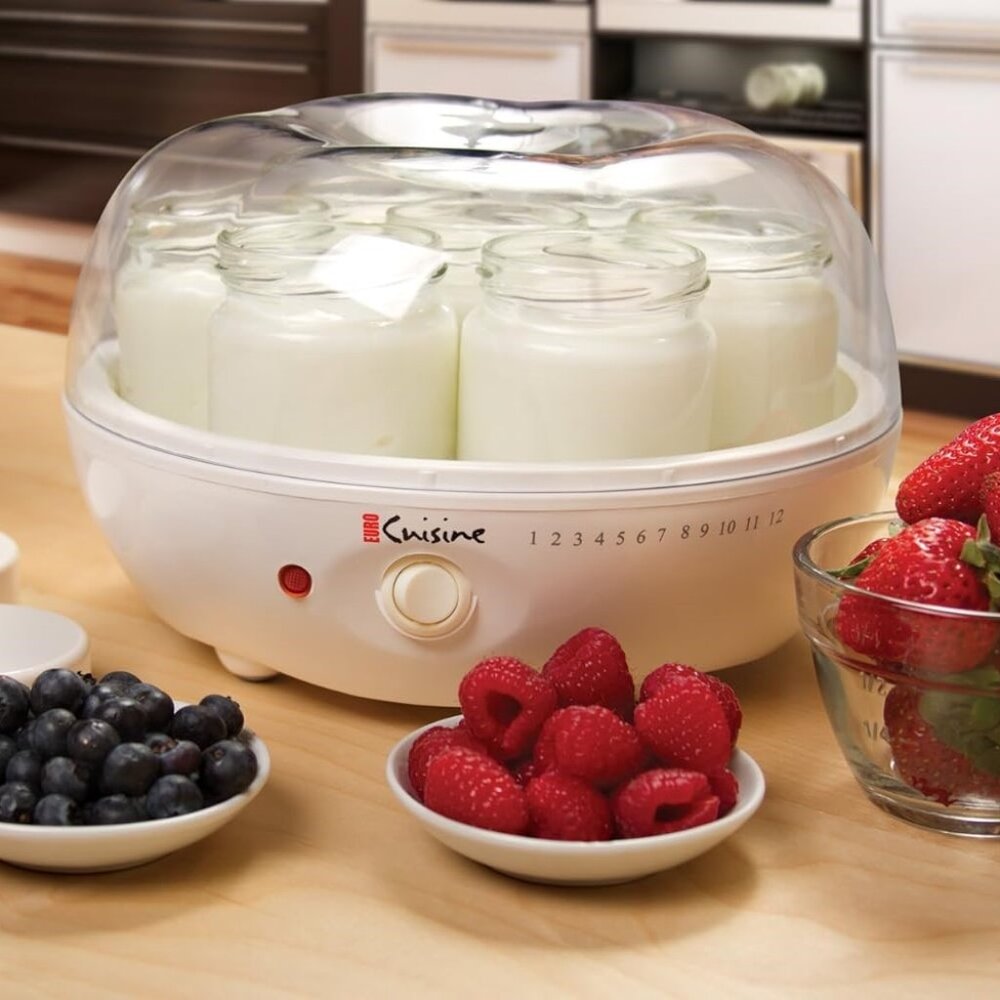 Electric Yogurt Maker with Glass Jars & Lids by Euro Cuisine